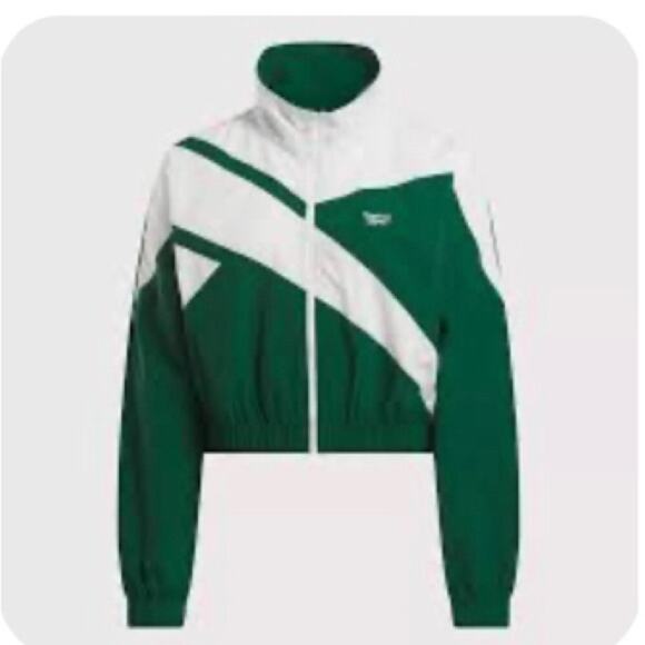Redbok womens 1X classic franchise green white cropped sleeve zippered jacket - Picture 1 of 11